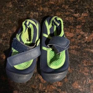 Cat & Jack Water Shoes, Navy Blue & Neon Greenish Yellow, Velcro
